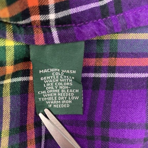 Lauren‎ Ralph Lauren Purple Plaid Long Sleeve Button Up Women's Shirt Size XL - Picture 3 of 9